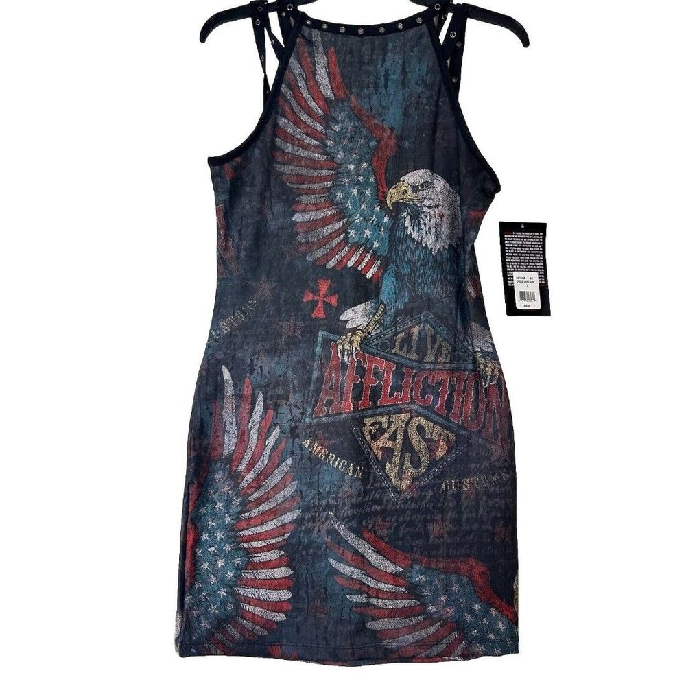 AFFLICTION Women Eagle Dare AW10135 L Fashion Stretchy Black Dress